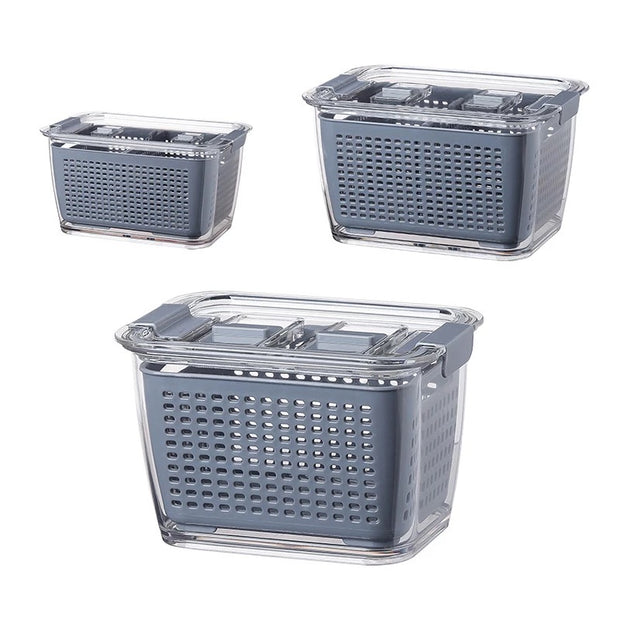 Set of 3 Stackable Fridge Fruit and Vegetable Storage Containers - sundaymorningtomato