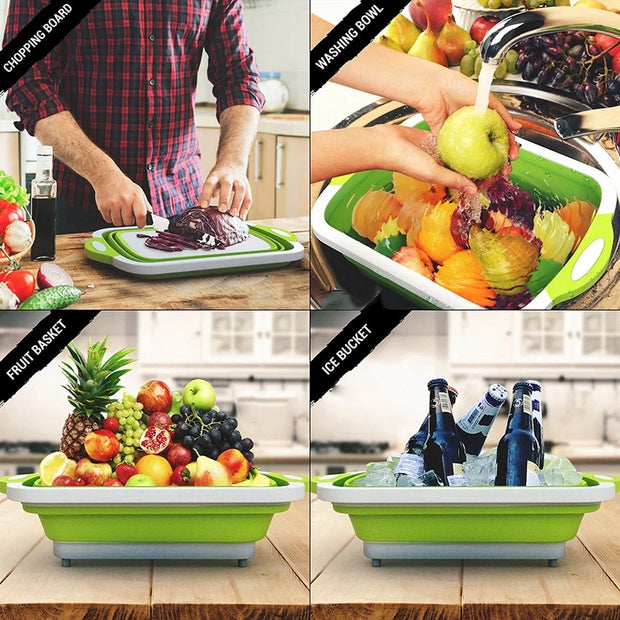 3 In 1 - Vegetable Cutting Board, Bowl, and Multifunctional Silicone Basket - sundaymorningtomato