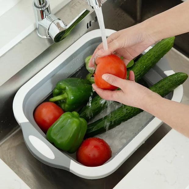 3 In 1 - Vegetable Cutting Board, Bowl, and Multifunctional Silicone Basket - sundaymorningtomato