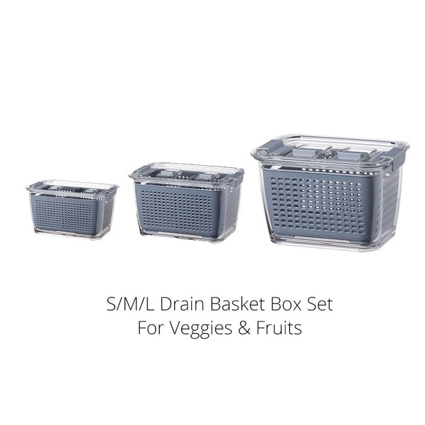 Set of 3 Stackable Fridge Fruit and Vegetable Storage Containers - sundaymorningtomato